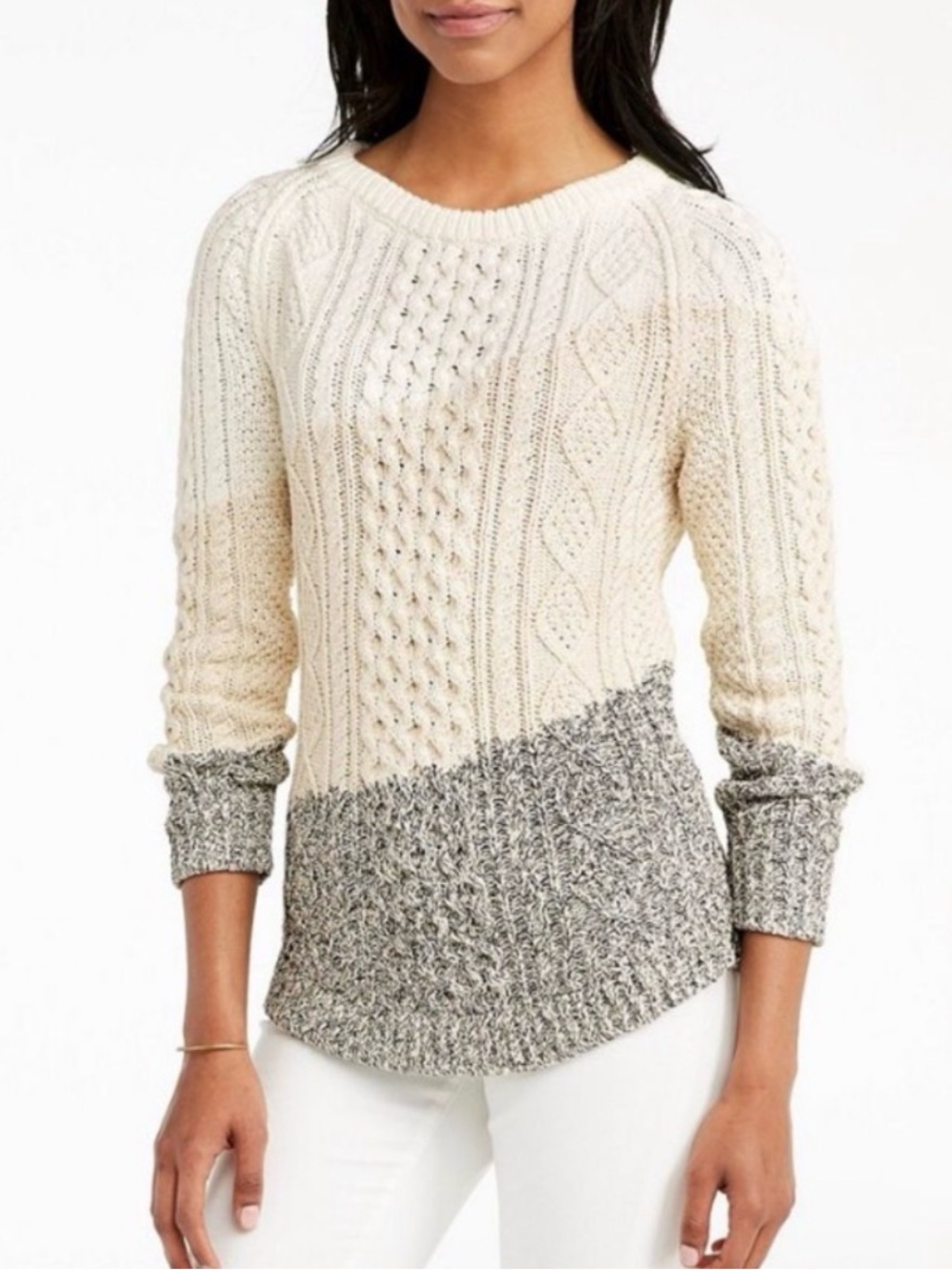 Llbean signature fisherman sweater XXS women’s tri color - Picture 4 of 4